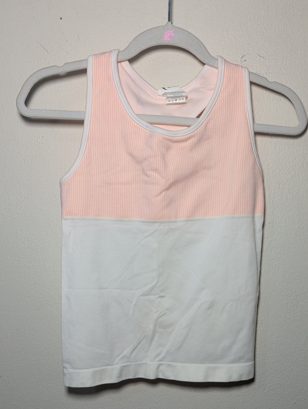 Zyia Active Girls Colorblock Racerback Tank Peach White Sporty Size S 6-7